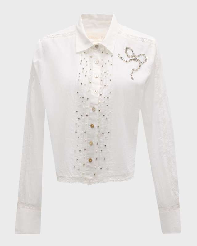 Rosaway Embellished Lace Embroidery Cotton Top